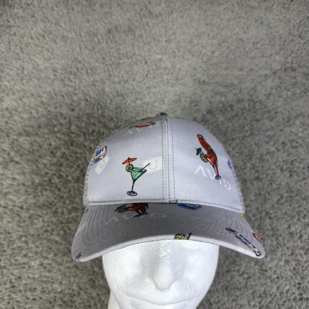 AVID Hat Cap Snap Back Mens One Size Gray Fishing Cocktail Martini Mesh Back